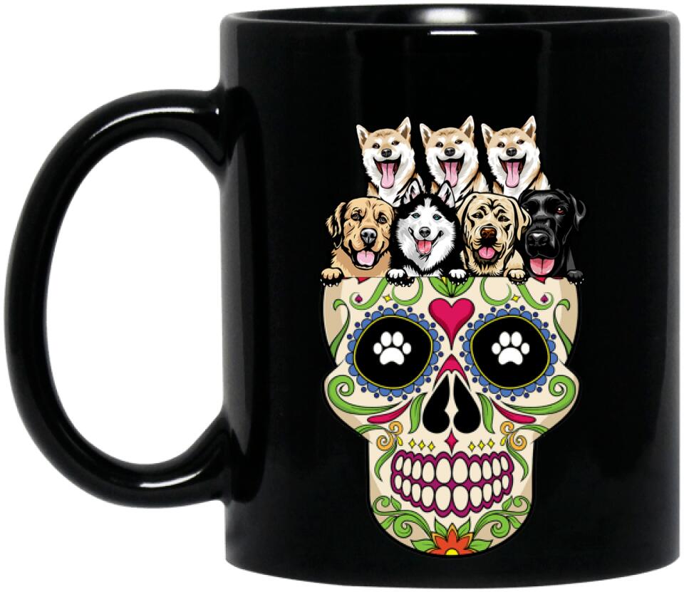 Custom Personalized Sugar Skull Pets Coffee Mug - Gift for Dog/Cat Lovers - Up to 7 Pets
