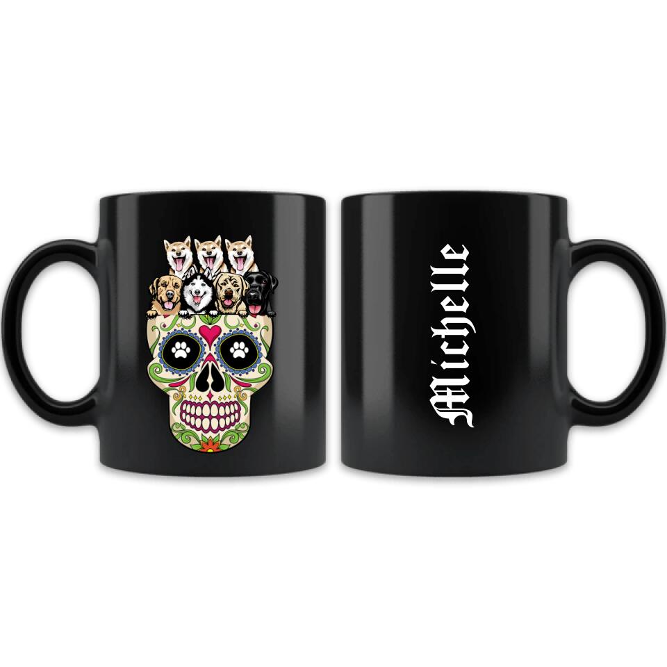 Custom Personalized Sugar Skull Pets Coffee Mug - Gift for Dog/Cat Lovers - Up to 7 Pets