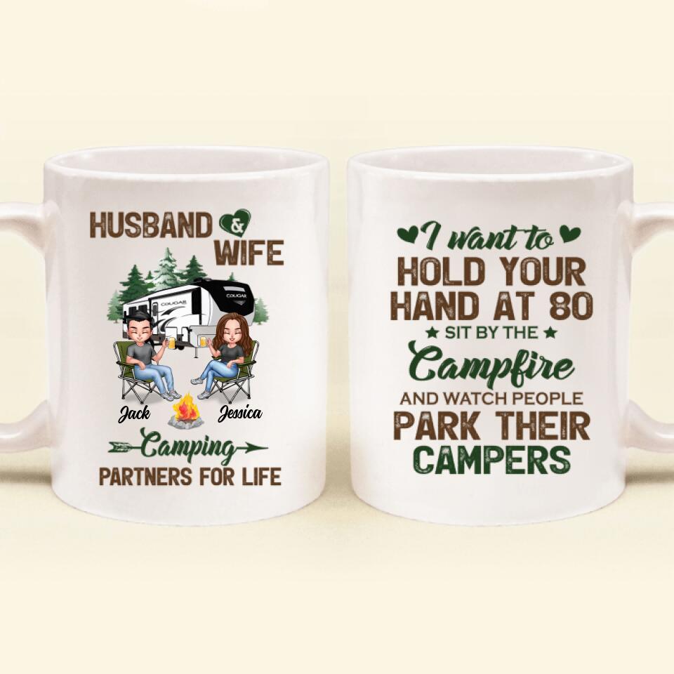 Personalized Camping Couple Coffee Mug - Gift Idea For Couple/Camping Lover - Husband And Wife Camping Partners For Life