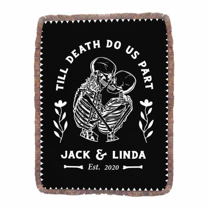 Custom Personalized Halloween Fringe Blanket - Gift Idea For Couple - Till Death Do Us Part