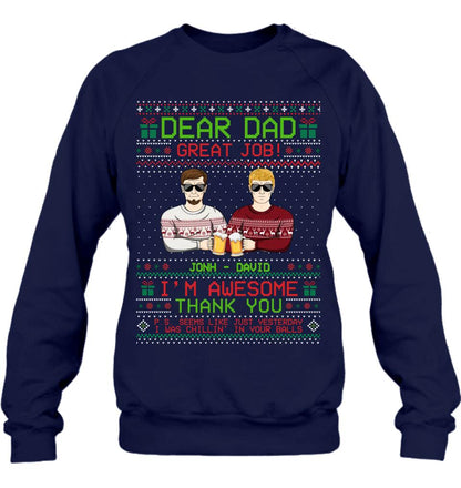 Personalized Great Job Dad Xmas Sweater - Up to 5 People - Christmas Gift Idea For Father - Dear Dad Great Job!
