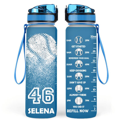 Personalized Baseball Water Tracker Bottle - Gift Idea For Baseball Lover