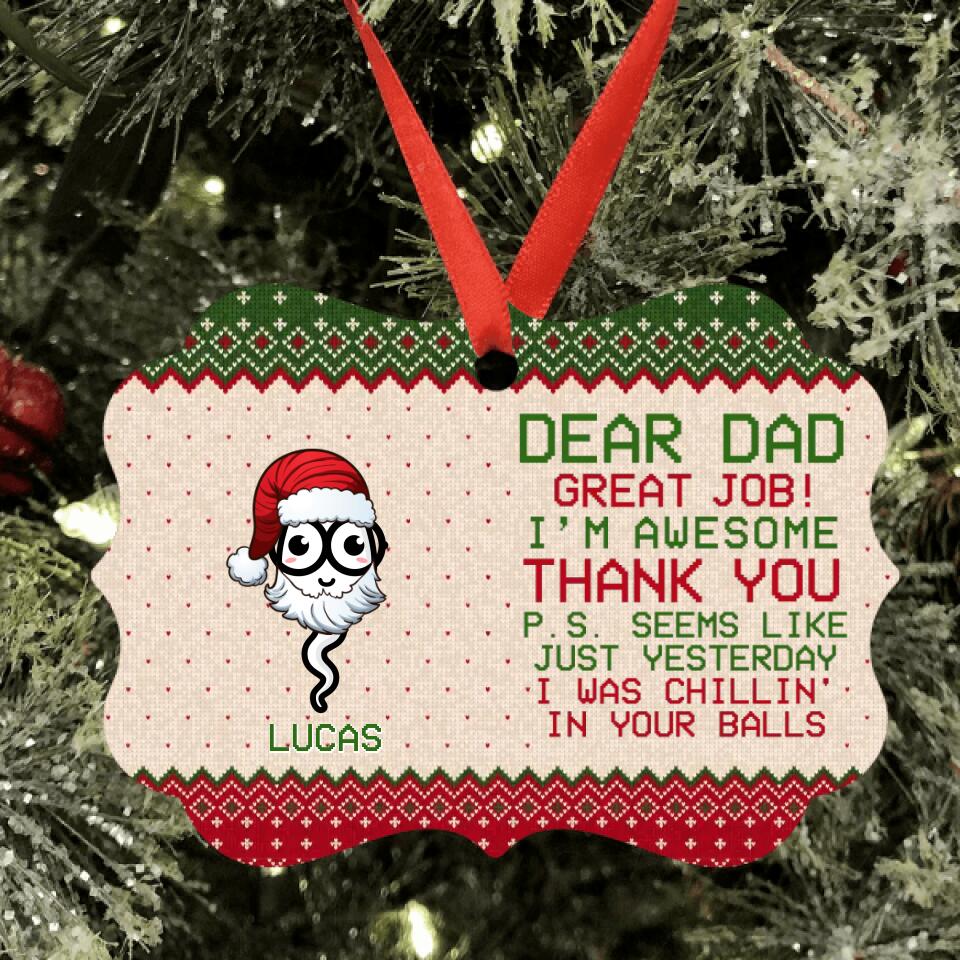 Personalized Great Job Xmas Ornament - Up to 7 Sperms - Gift Idea For Father/Christmas