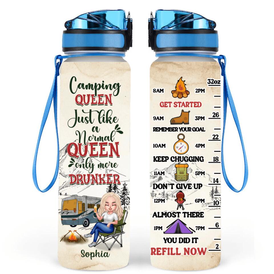 Personalized Camping Queen Water Tracker Bottle - Gift Idea For Camping Lovers - Camping Queen Classy Sassy And A Bit Smart Assy