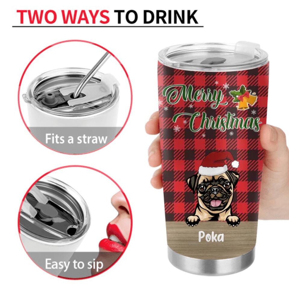 Personalized Dog Dad Tumbler - Up to 6 Dogs - Christmas Gift Idea For Dog Lovers - Merry Christmas To The World's Best Dog Dad
