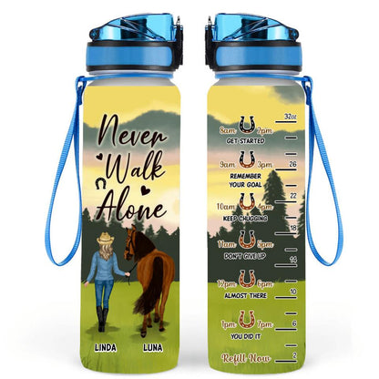 Personalized Horse Mom Water Tracker Bottle - Up to 4 Horses - Mother's Day Gift For Horse Lover