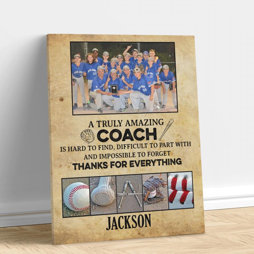 Personalized Baseball Coach Canvas - Team Gift For Baseball Coach/End Of Season Gift - Thanks For EveryThing
