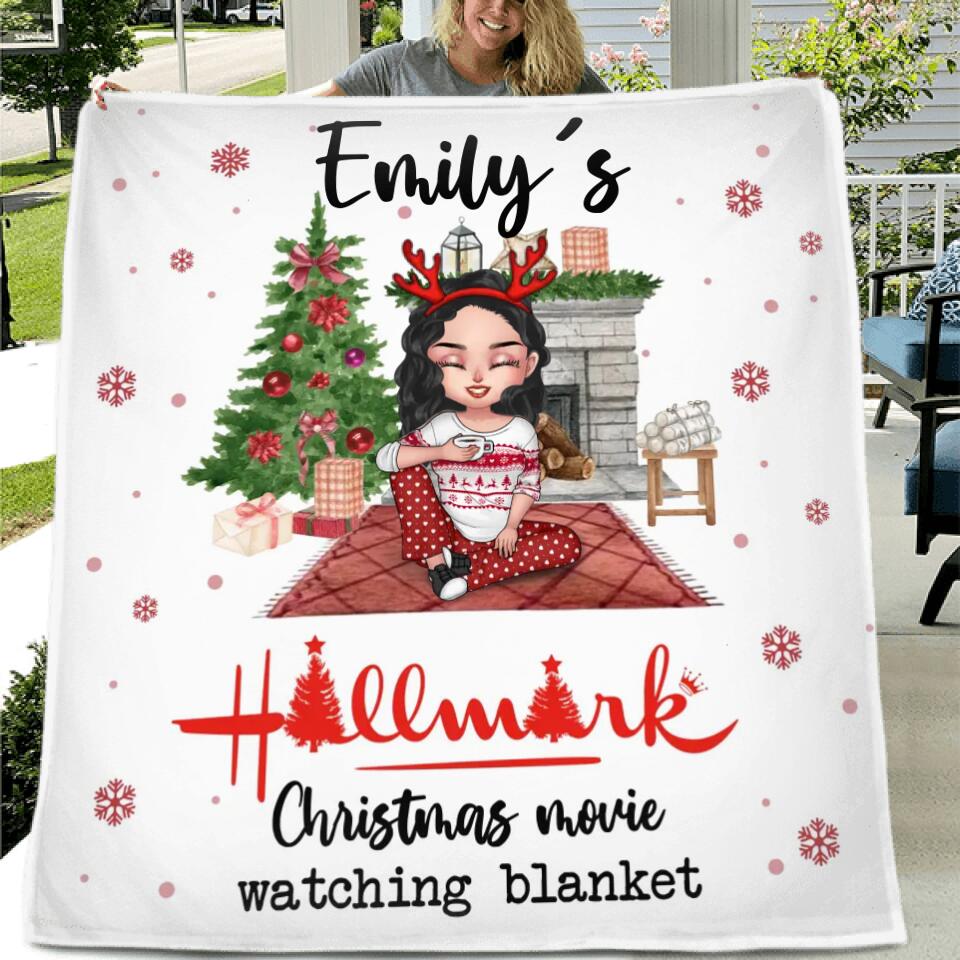 Personalized Christmas Fleece Throw Blanket/Quilt - Gift Idea For Christmas/Friends - Emily's Hallmark Christmas Movie Watching Blanket