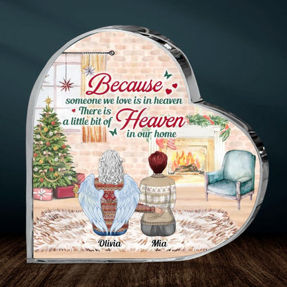 Personalized Memorial Family Crystal Heart - Memorial Gift Idea For Family Member - Up to 10 People - Parents And Children - Because Someone We Love Is In Heaven