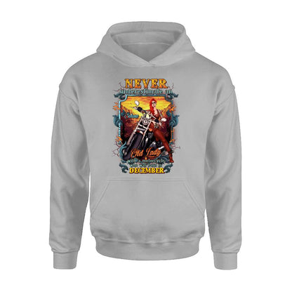 Personalized Biker Witch Shirt/Hoodie - Gift Idea For Biker Witch - Never Underestimate An Old Lady With A Motorcycle Who Was Born In December