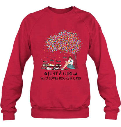 Personalized Reading Girl Shirt/Pullover Hoodie - Up to 5 Pets - Gift Idea For Book/Dog/Cat Lover - Just A Girl Who Loves Book