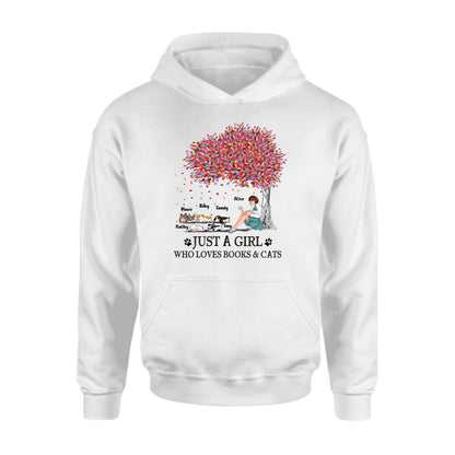 Personalized Reading Girl Shirt/Pullover Hoodie - Up to 5 Pets - Gift Idea For Book/Dog/Cat Lover - Just A Girl Who Loves Book