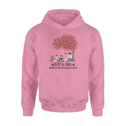 Personalized Reading Girl Shirt/Pullover Hoodie - Up to 5 Pets - Gift Idea For Book/Dog/Cat Lover - Just A Girl Who Loves Book