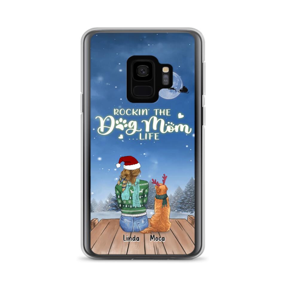 Personalized Christmas Dog Mom Phone Case - Up to 5 Dogs - Gift Idea For Dog Lover/Dog Mom - Rockin' The Dog Mom Life - Case For iPhone And Samsung