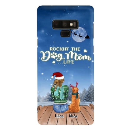 Personalized Christmas Dog Mom Phone Case - Up to 5 Dogs - Gift Idea For Dog Lover/Dog Mom - Rockin' The Dog Mom Life - Case For iPhone And Samsung