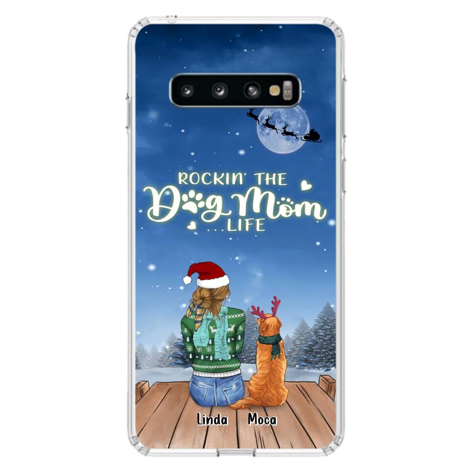 Personalized Christmas Dog Mom Phone Case - Up to 5 Dogs - Gift Idea For Dog Lover/Dog Mom - Rockin' The Dog Mom Life - Case For iPhone And Samsung