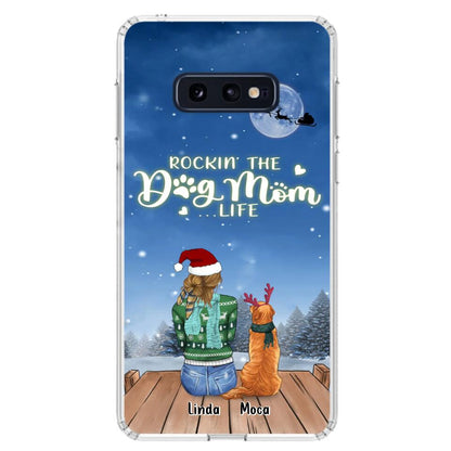 Personalized Christmas Dog Mom Phone Case - Up to 5 Dogs - Gift Idea For Dog Lover/Dog Mom - Rockin' The Dog Mom Life - Case For iPhone And Samsung