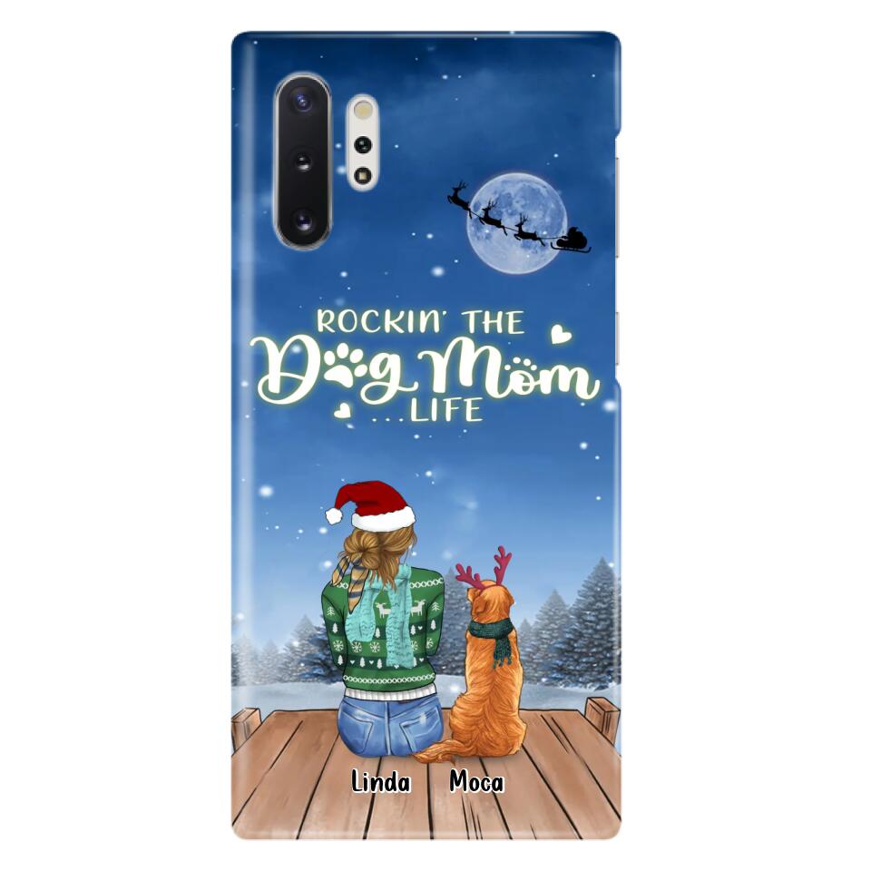 Personalized Christmas Dog Mom Phone Case - Up to 5 Dogs - Gift Idea For Dog Lover/Dog Mom - Rockin' The Dog Mom Life - Case For iPhone And Samsung
