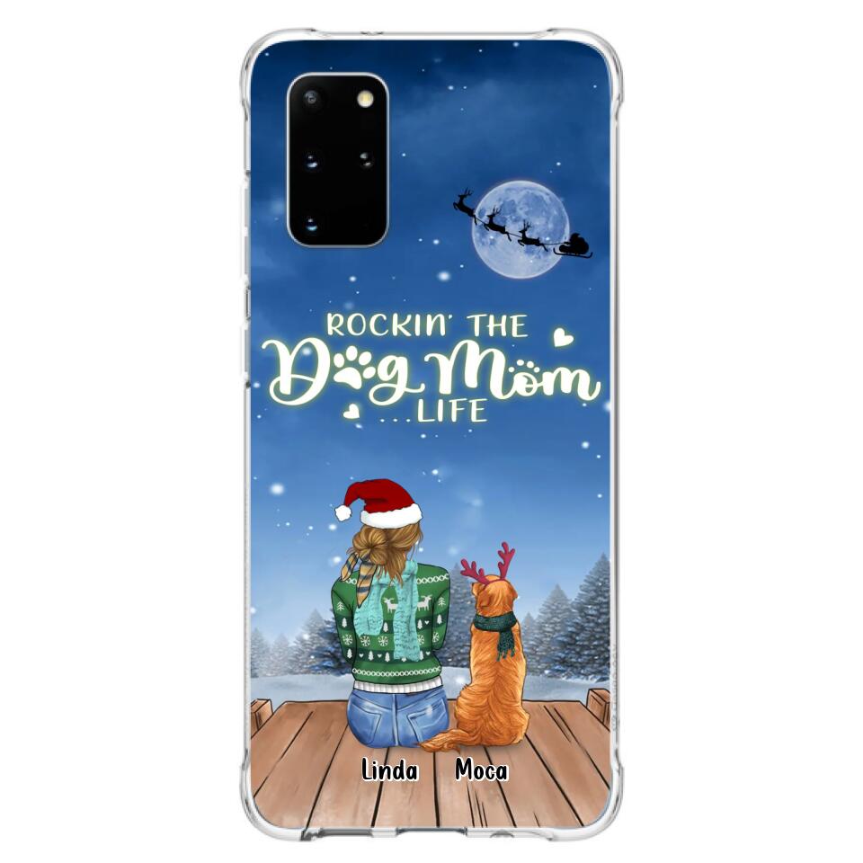 Personalized Christmas Dog Mom Phone Case - Up to 5 Dogs - Gift Idea For Dog Lover/Dog Mom - Rockin' The Dog Mom Life - Case For iPhone And Samsung