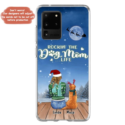 Personalized Christmas Dog Mom Phone Case - Up to 5 Dogs - Gift Idea For Dog Lover/Dog Mom - Rockin' The Dog Mom Life - Case For iPhone And Samsung
