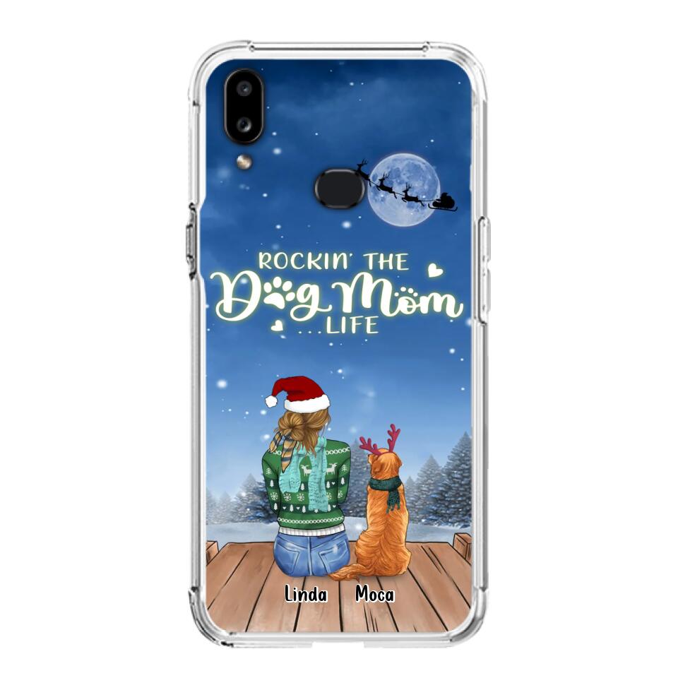 Personalized Christmas Dog Mom Phone Case - Up to 5 Dogs - Gift Idea For Dog Lover/Dog Mom - Rockin' The Dog Mom Life - Case For iPhone And Samsung