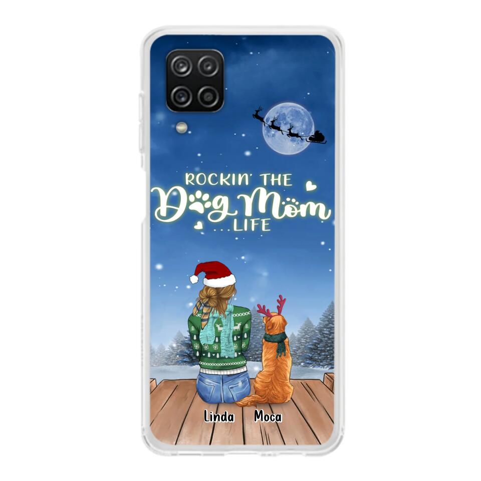 Personalized Christmas Dog Mom Phone Case - Up to 5 Dogs - Gift Idea For Dog Lover/Dog Mom - Rockin' The Dog Mom Life - Case For iPhone And Samsung