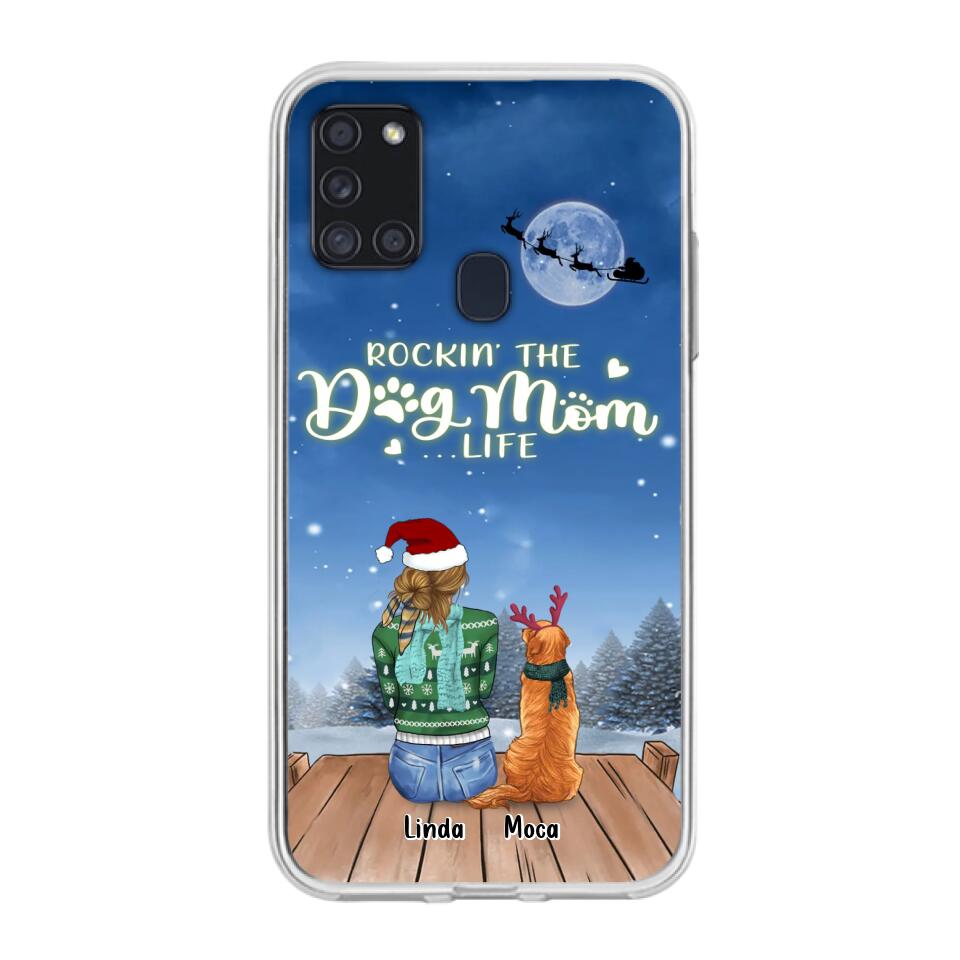 Personalized Christmas Dog Mom Phone Case - Up to 5 Dogs - Gift Idea For Dog Lover/Dog Mom - Rockin' The Dog Mom Life - Case For iPhone And Samsung