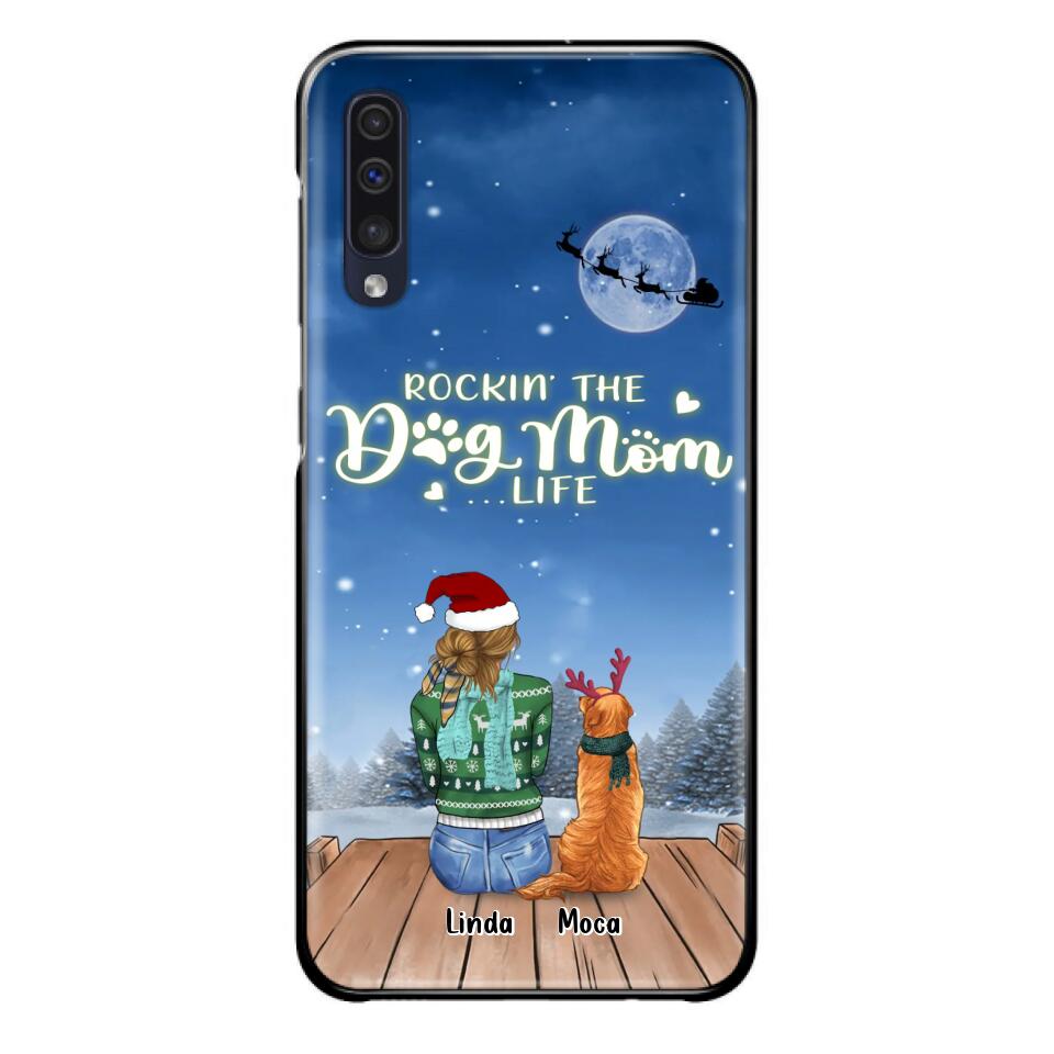 Personalized Christmas Dog Mom Phone Case - Up to 5 Dogs - Gift Idea For Dog Lover/Dog Mom - Rockin' The Dog Mom Life - Case For iPhone And Samsung