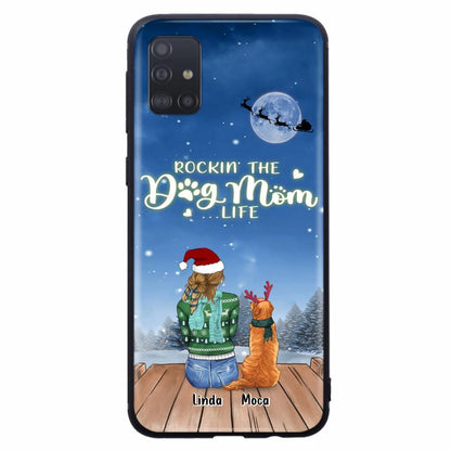 Personalized Christmas Dog Mom Phone Case - Up to 5 Dogs - Gift Idea For Dog Lover/Dog Mom - Rockin' The Dog Mom Life - Case For iPhone And Samsung