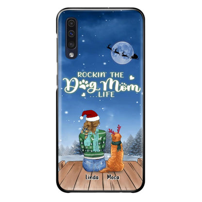 Personalized Christmas Dog Mom Phone Case - Up to 5 Dogs - Gift Idea For Dog Lover/Dog Mom - Rockin' The Dog Mom Life - Case For iPhone And Samsung
