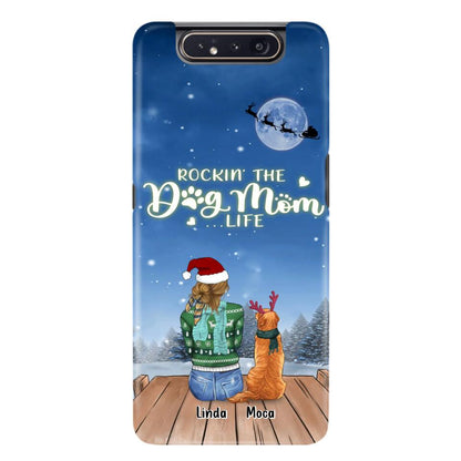 Personalized Christmas Dog Mom Phone Case - Up to 5 Dogs - Gift Idea For Dog Lover/Dog Mom - Rockin' The Dog Mom Life - Case For iPhone And Samsung