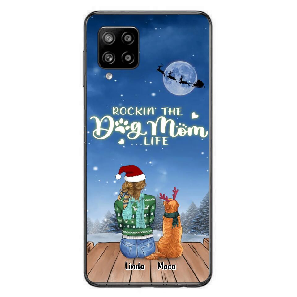 Personalized Christmas Dog Mom Phone Case - Up to 5 Dogs - Gift Idea For Dog Lover/Dog Mom - Rockin' The Dog Mom Life - Case For iPhone And Samsung