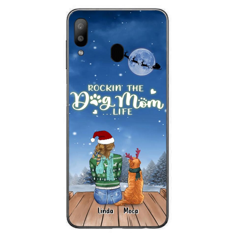 Personalized Christmas Dog Mom Phone Case - Up to 5 Dogs - Gift Idea For Dog Lover/Dog Mom - Rockin' The Dog Mom Life - Case For iPhone And Samsung