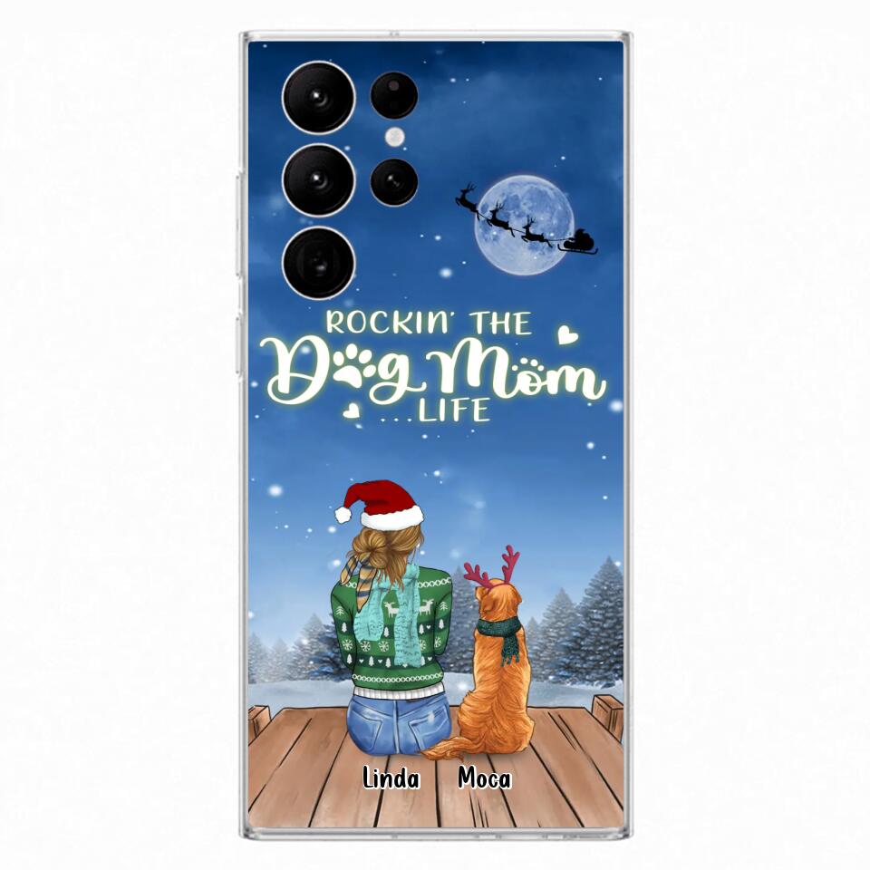Personalized Christmas Dog Mom Phone Case - Up to 5 Dogs - Gift Idea For Dog Lover/Dog Mom - Rockin' The Dog Mom Life - Case For iPhone And Samsung