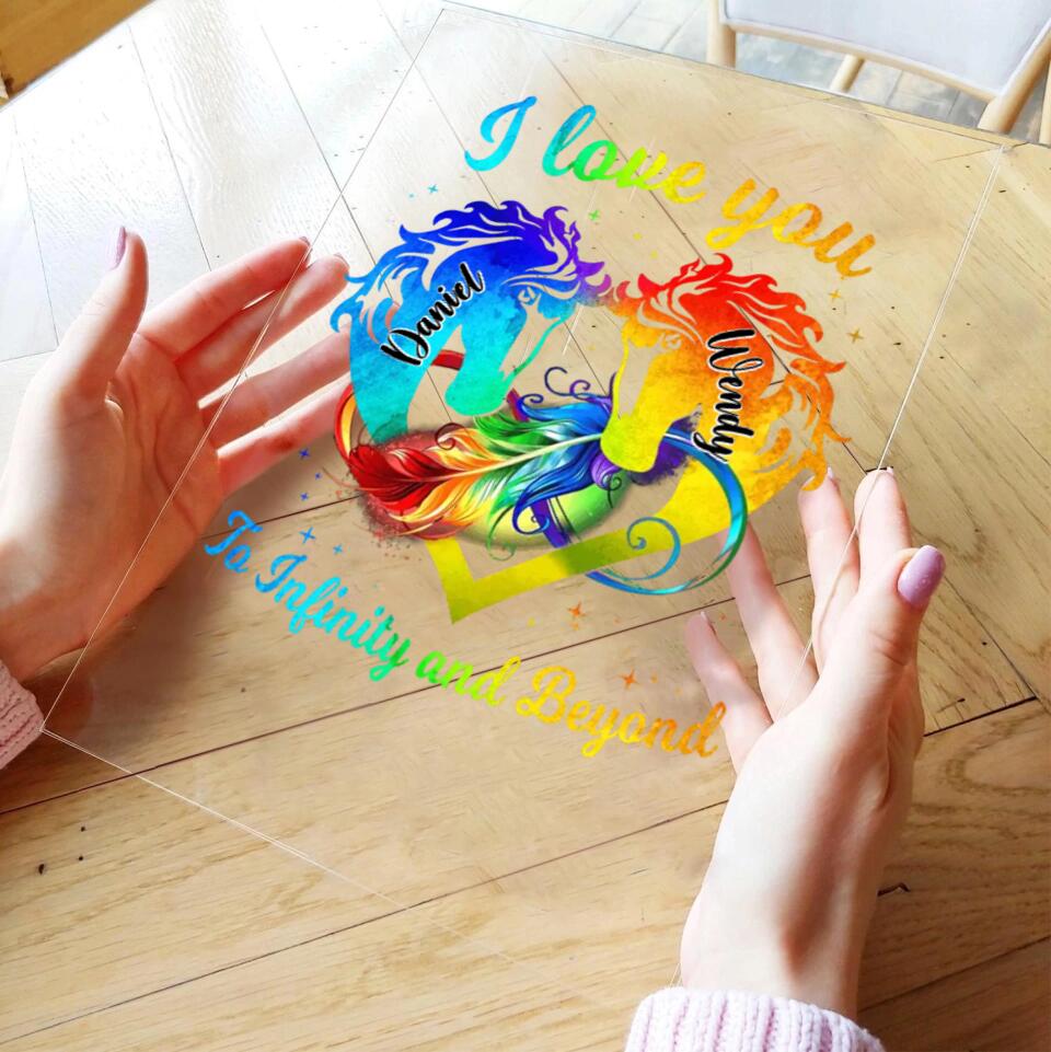 Personalized Couple Acrylic Plaque - Christmas Gift Idea For Couple - I Love You To Infinity And Beyond