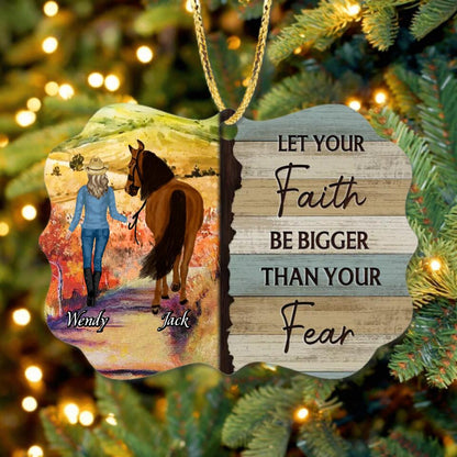 Personalized Horse Rectangle Ornament - Gift Idea For Horse Owners - Let Your Faith Be Bigger Than Your Fear