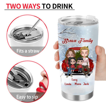 Personalized Couple On Car Tumbler - Gift Idea For Christmas/Couple With Up To 2 Kids - The Day I Met You I Have Found The One Whom My Soul Loves