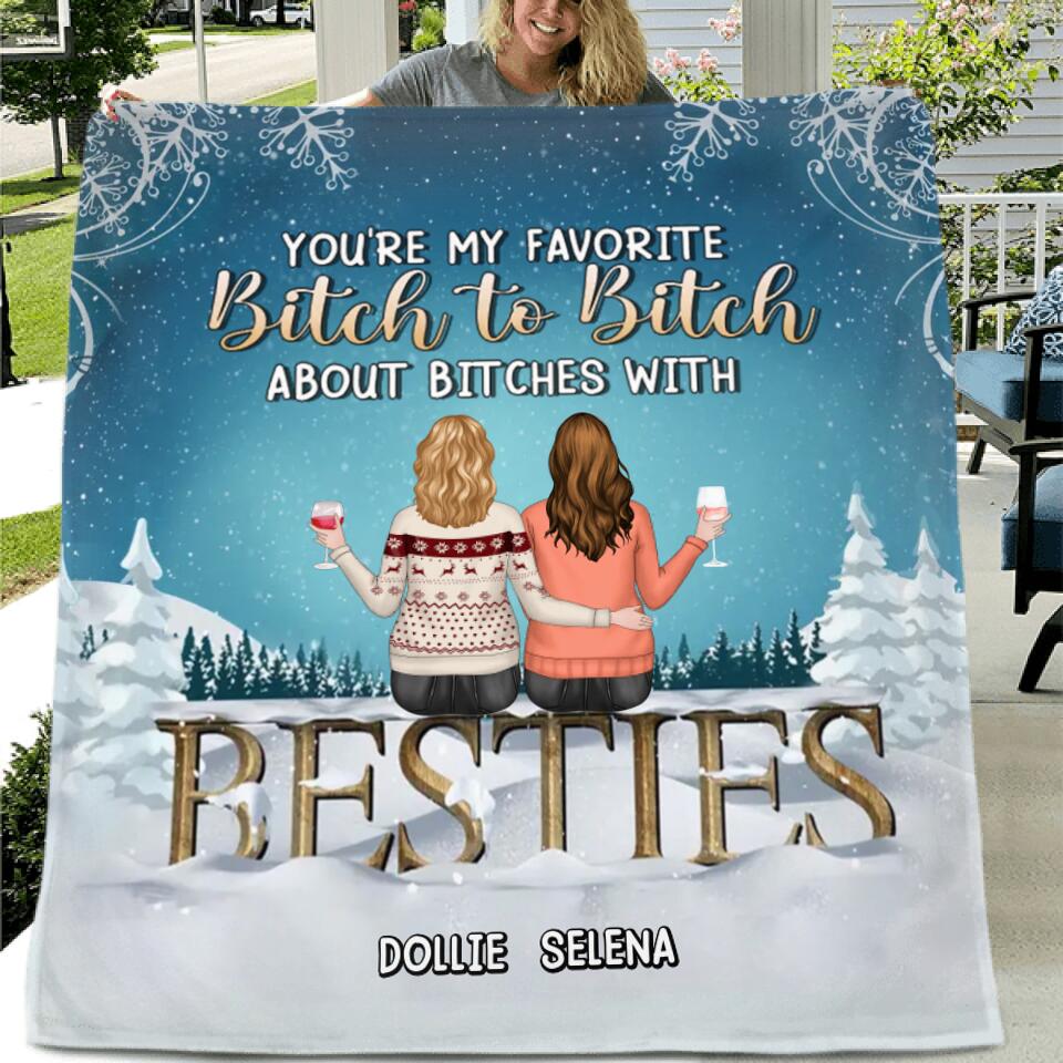 Personalized Besties Pillow Cover/Fleece Blanket/Quilt - Up to 5 Girls - Christmas Gift For Friends/Sisters/Besties - Here's To Another Year Of Bonding Over Alcohol