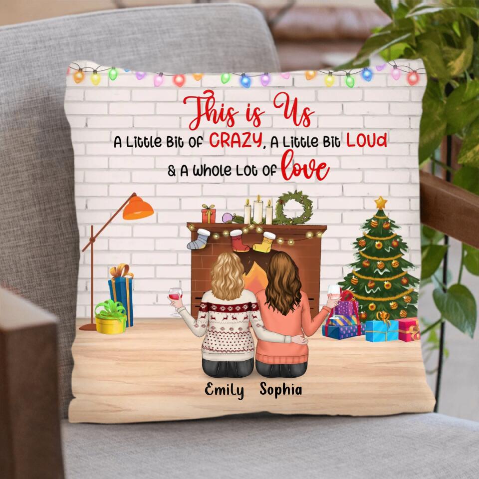 Personalized Christmas Friends Pillow Cover/Fleece Throw Blanket/Quilt Blanket - Christmas Gift Idea For Friends/Sisters/Besties - Upto 5 People - You Will Always Be The Sister Of My Soul The Friend Of My Heart