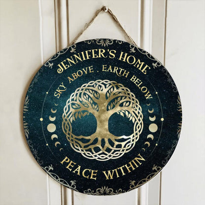 Personalized Halloween Wooden Sign - Best Gift Idea For Halloween - Sky Above, Earth Below, Peace Within