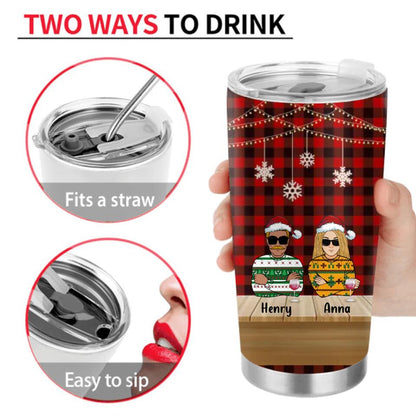 Personalized Christmas Friends Tumbler - Up to 5 People - Christmas Gift For BFF, Besties, Best Friends, Family - If I'm Drunk It's My Friend's Fault