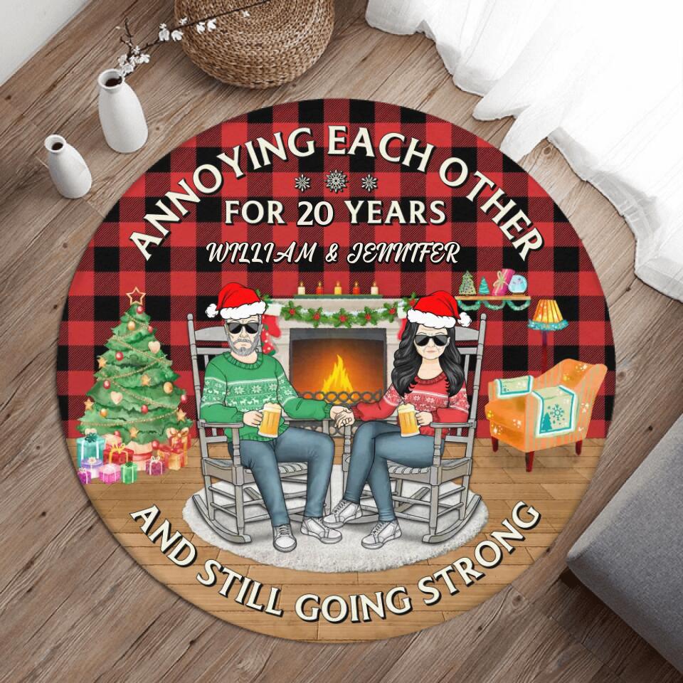 Personalized Couple Round Rug - Christmas/Anniversary Gift Idea For Couple - Annoying Each Other For Years And Still Going Strong