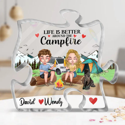 Personalized Camping Couple Acrylic Plaque - Christmas Gift Idea For Couple/Camping Lovers - Life Is Better Around The Campfire