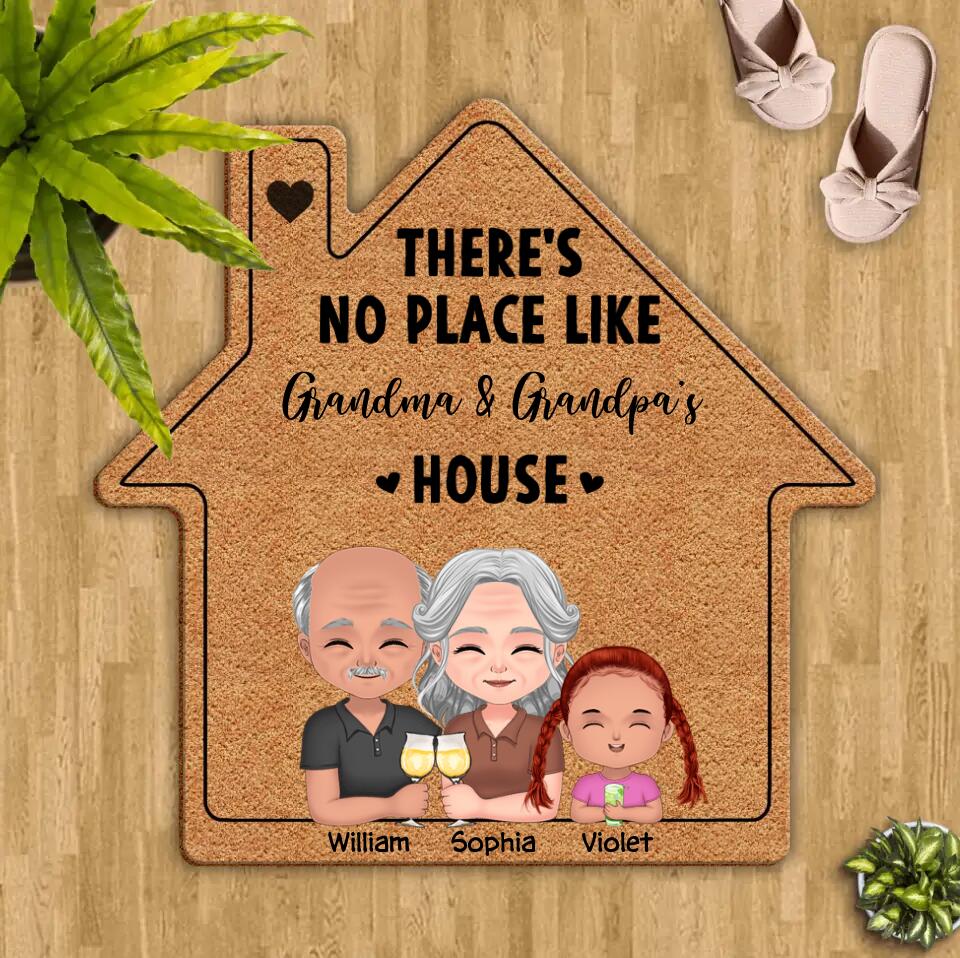 Personalized Grandma & Grandpa's House Shaped Rug - Grandparents With Up to 5 Kids - Gift Idea For Grandparent - There's No Place Like Grandma & Grandpa's House