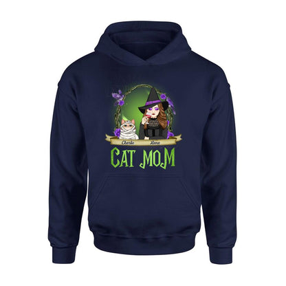 Personalized Cat Mom Witch Shirt/Hoodie - Up to 4 Cats - Halloween Gift Idea For Cat Lovers - Cat Mom