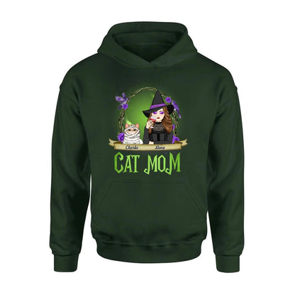 Personalized Cat Mom Witch Shirt/Hoodie - Up to 4 Cats - Halloween Gift Idea For Cat Lovers - Cat Mom