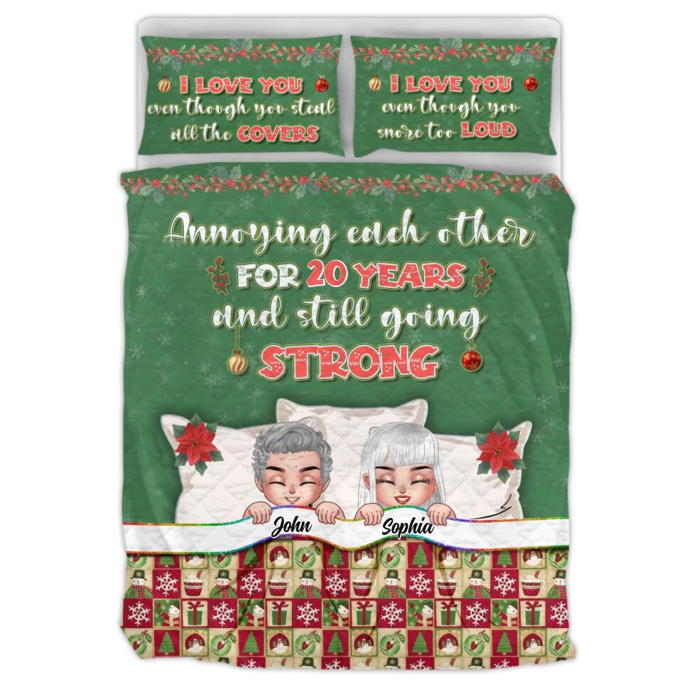 Personalized Couple Quilt Bed Sets - Anniversary Gift For Couple/Christmas - Annoying Each Other For 20 Years And Still Going Strong