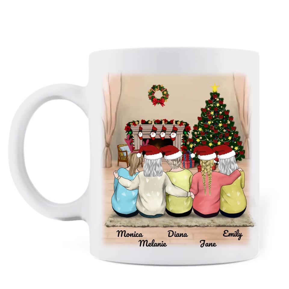 Personalized Best Friends Coffee Mug - Christmas Gift for Besties - Up to 5 Best Friends