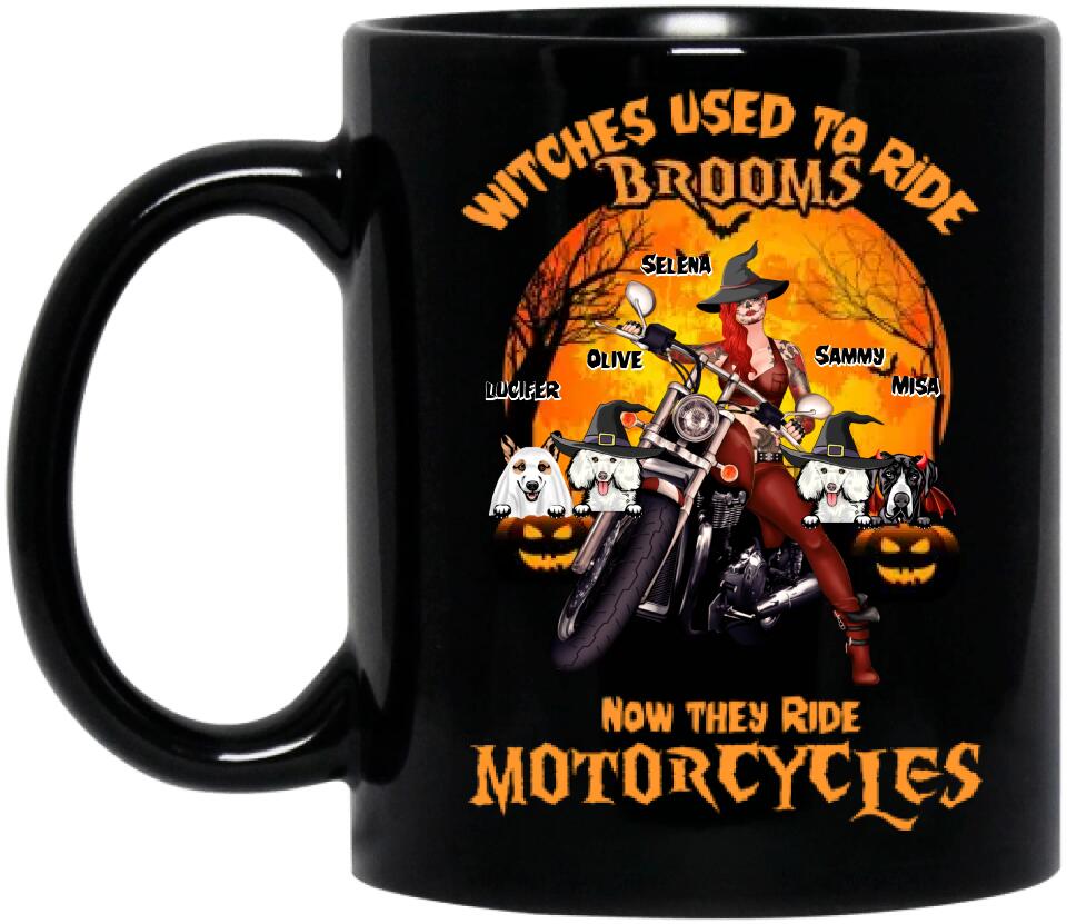 Personalized Biker Coffee Mug - Gift Idea For Halloween - Witches Used To Ride Brooms Now They Ride Motocycles