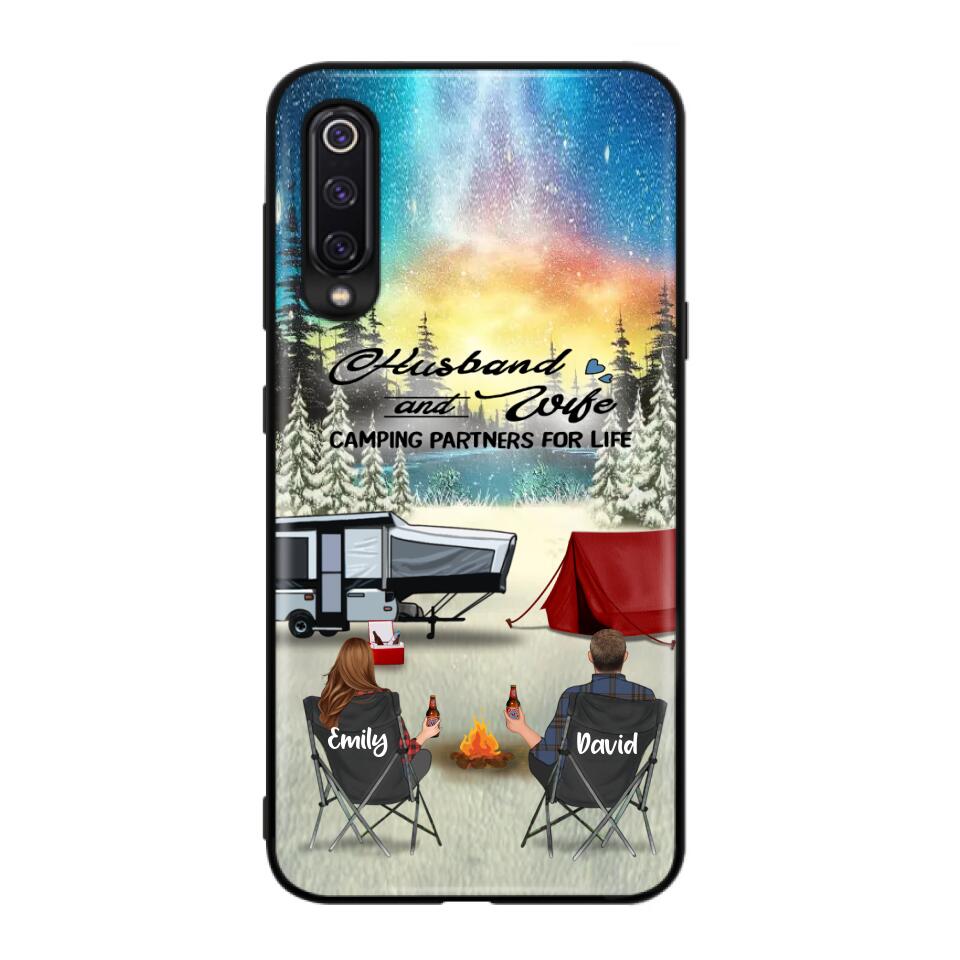 Personalized Camping Xmas Phone Case - Christmas Gift For Camping Family/Couple/Single Parent/Solo - Up to 3 Kids and 4 Pets - Husband And Wife Camping Partners For Life - Case For Xiaomi, Oppo And Huawei